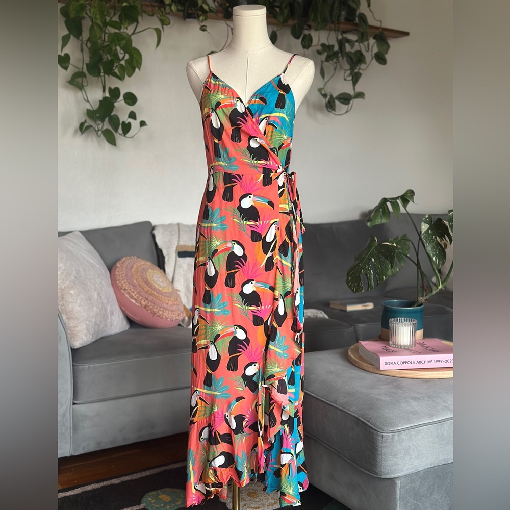 Farm Rio Toucan Wrap dress